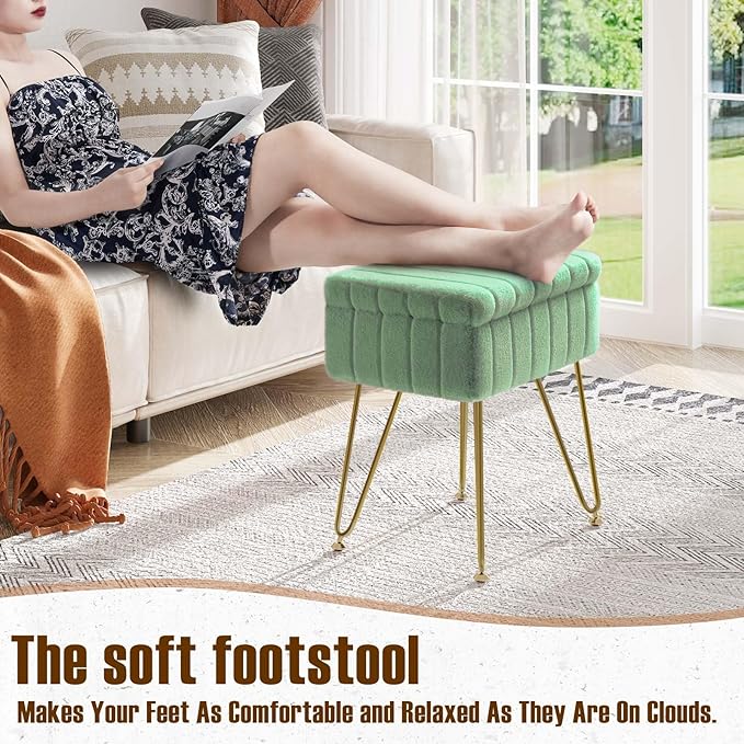 Greenstell Vanity Stool Chair Faux Fur - Image 4