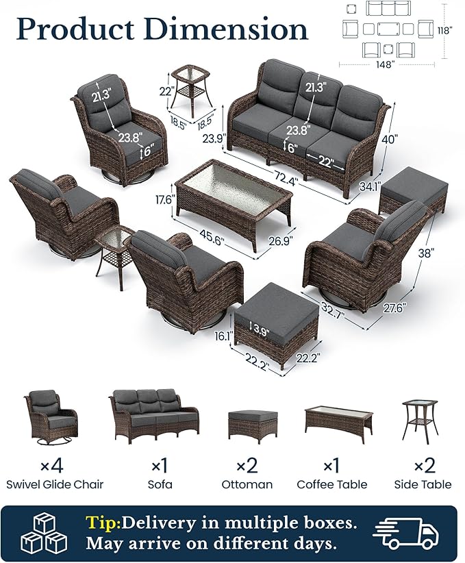 HILLGA 10-Piece Luxury Patio Furniture Set - Image 2