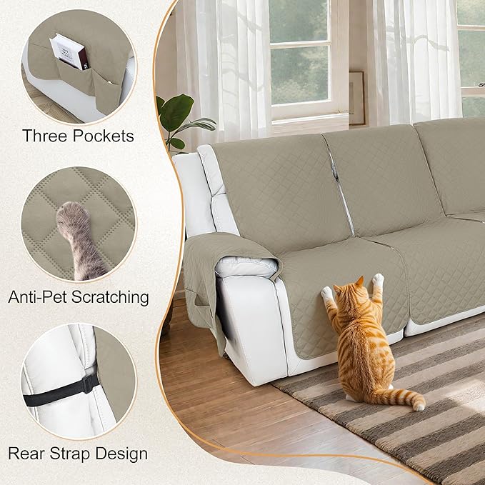 HDCAXKJ 100% Waterproof Reclining Sectional Couch Covers L Shape Recliner Sofa - Image 5