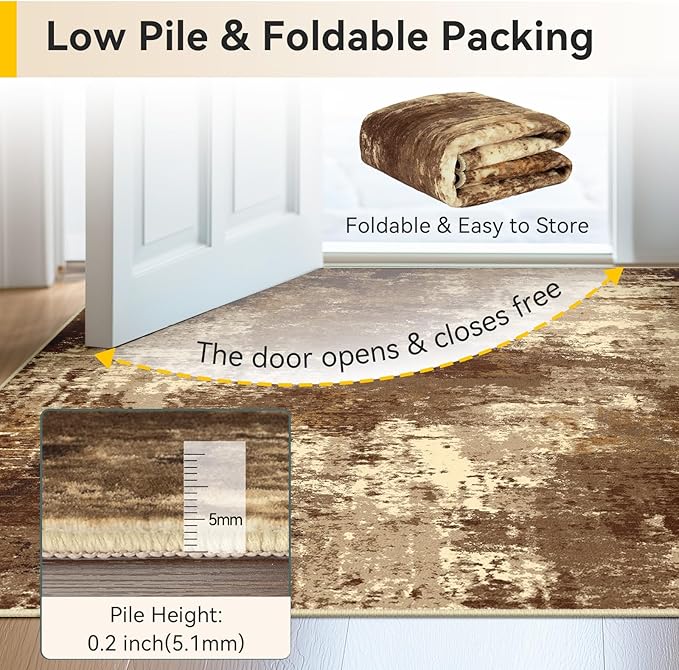 RELEANY Washable Area Rugs 9'x12' Non-Slip Modern Abstract Soft - Image 6