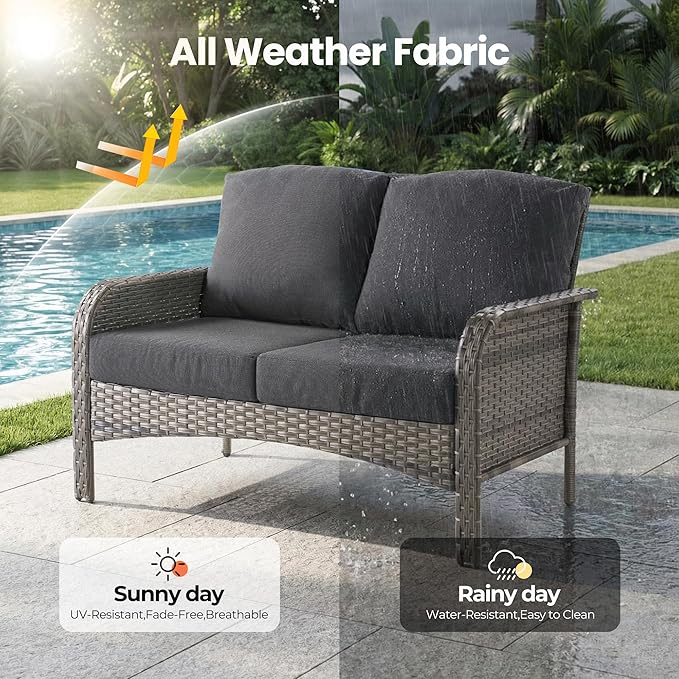 weaxty 5 Pieces Wicker Patio Furniture Set, High Back Swivel Rocker Chairs - Image 7