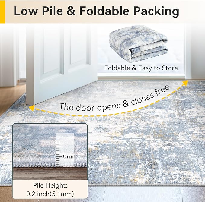 RELEANY Washable Area Rugs 8'x10' Non-Slip Modern Abstract Soft - Image 8