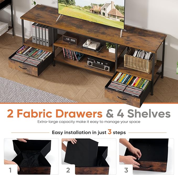 DUMOS 63 inch TV Stand, Entertainment Center - Image 5