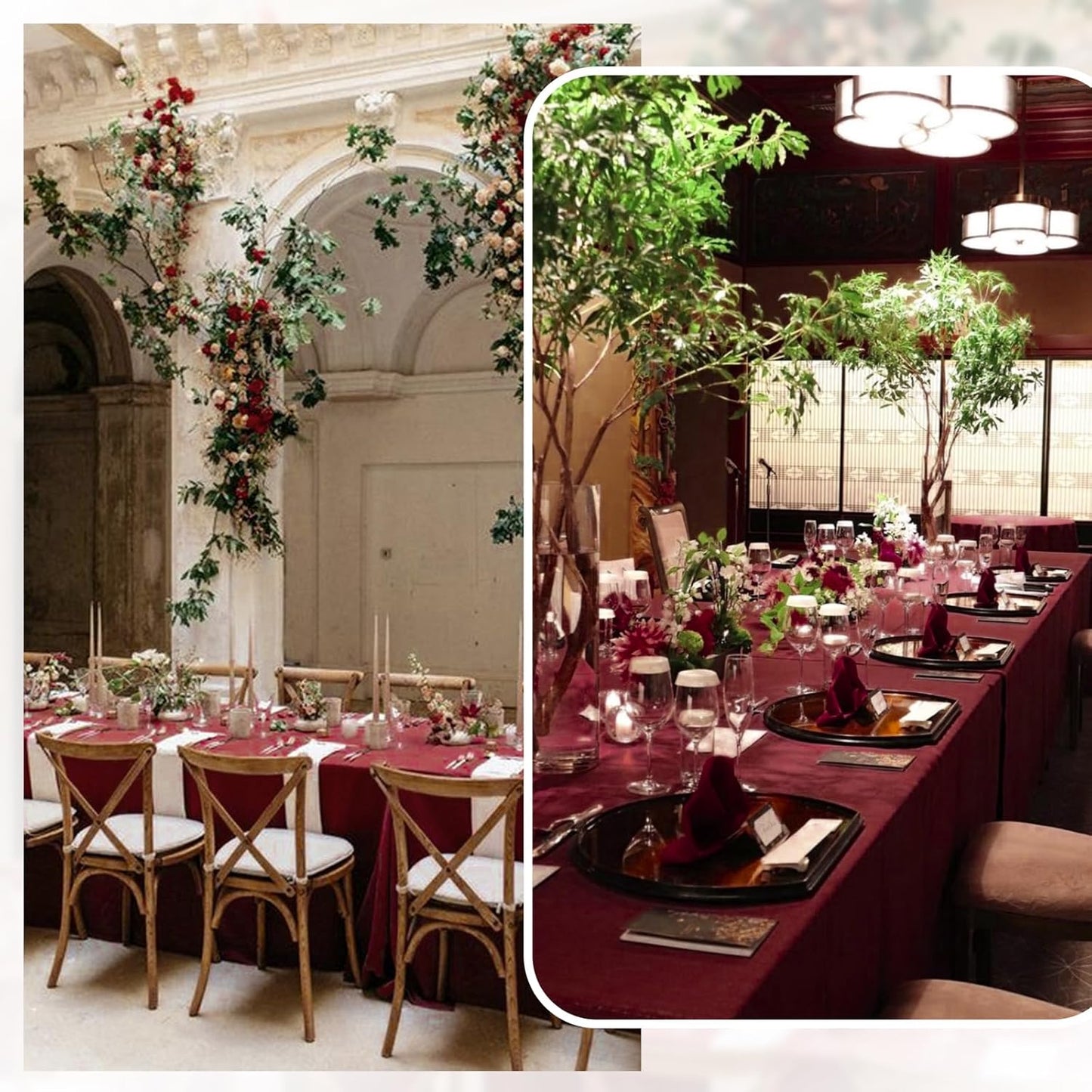 12 Pack 60 x 126 Inch Rectangle Tablecloth Burgundy Polyester Tablecloth for 8 Ft Rectangle Tables, Washable Fabric Table Cloth for Wedding Dining Table Buffet Parties Camping