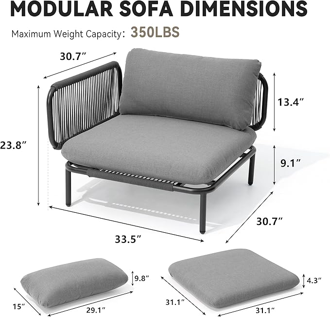 Crestlive Products Outdoor Patio Furniture Set, 6 Seater Modular Oversized - Image 4