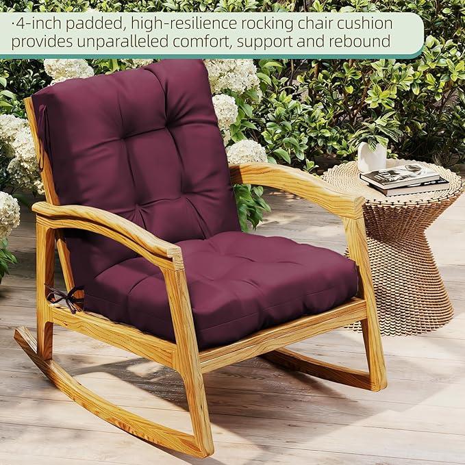 Outdoor Chair Cushion, High Back Soft Seat Pad - Image 3