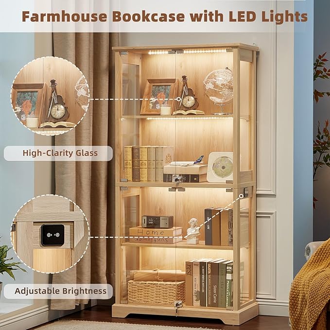LELELINKY Farmhouse Display Cabinet Set of 2 - Image 8