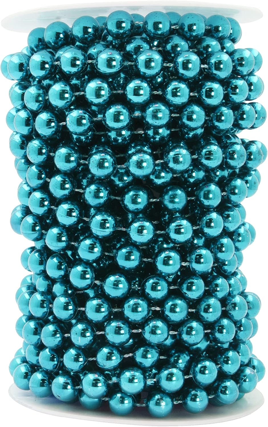 Mandala Crafts 10mm Faux Teal Pearl Beads Roll - 11 Yards Strand of Fake Pearls Chain Garlands Spool String for Christmas Tree, Wedding, Party, Vases, DIY Decoration