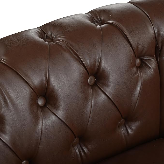 KEIKI 99" L-Shaped Luxury PU Leather Chesterfield Sectional Sofa - Image 5