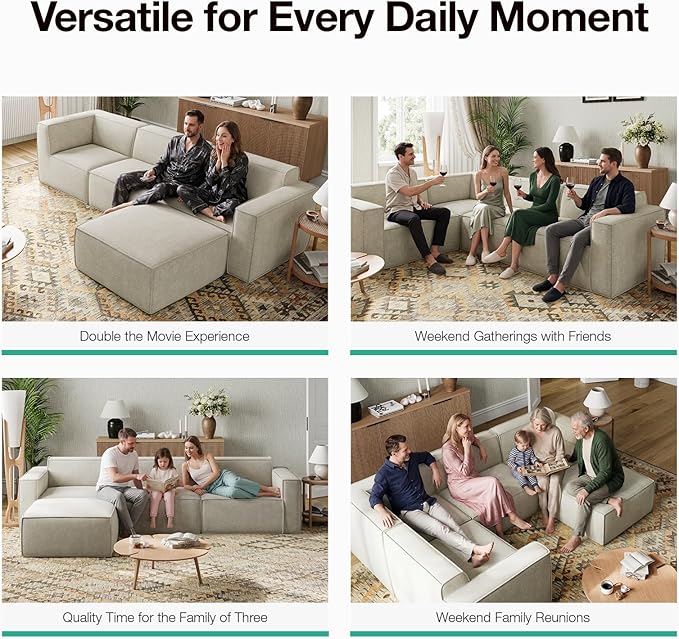 Novilla 151.2" Modular Sectional Sofa, No Assembly Cloud Sectional Couch - Image 11