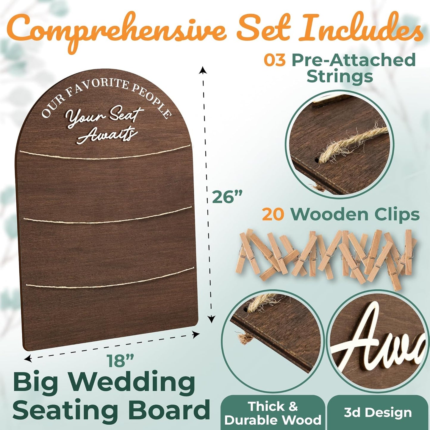 STOFINITY Wedding Seating Chart Board Display For Wedding Reception Decor - Rustic Seating Chart For Reception Display, Wood Find Your Seat Sign Ideas