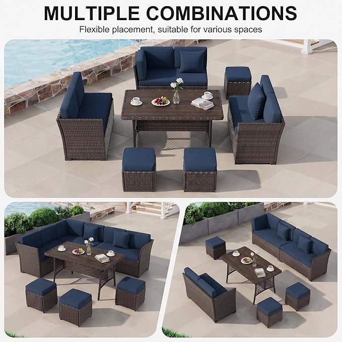 LOUVIXA 7 Pieces Patio Furniture Set, Outdoor Patio Furniture, Wicker - Image 3