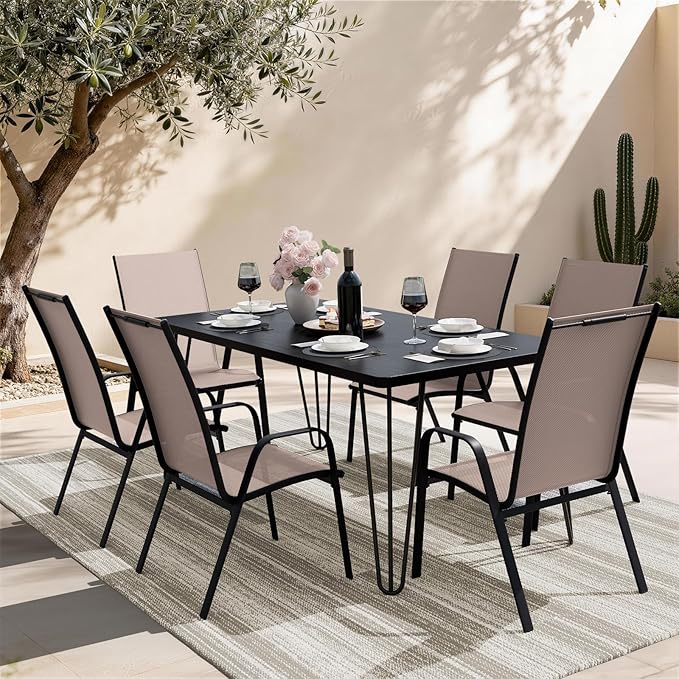 JEAREY Patio Dining Chairs Set of 6, Outdoor Stackable Dining Furniture Set - Image 2