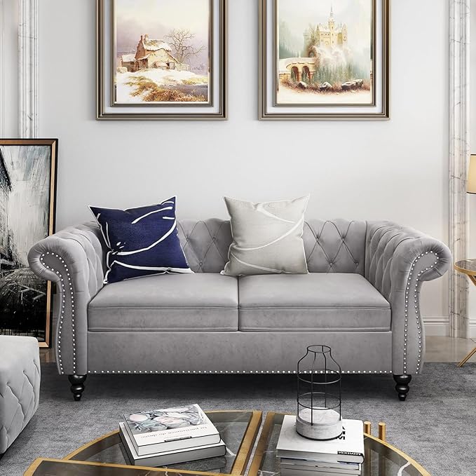 AVZEAR Chesterfield Loveseat, Modern Velvet Sofa Tufted Couch 2 Seater by AVZEAR
