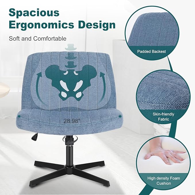 OLIXIS Criss Cross Chairs Legged Armless No Wheels Wide Seat Height Adjustable - Image 4