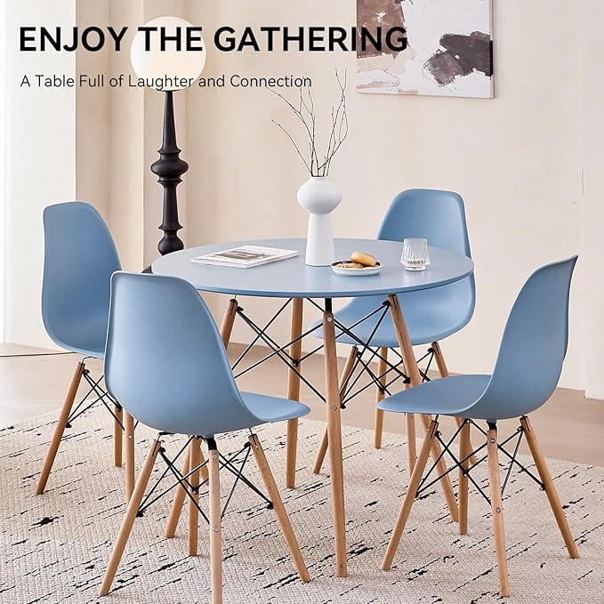 5-Piece Round Dining Table Set, Small 35.5" Kitchen Table Chairs Set of 4 Space - Image 6