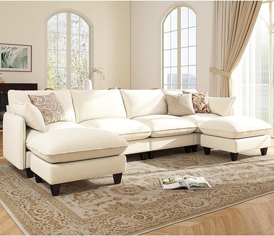 Ihanherry 139" U-Shaped Modular Sectional Couch, Oversized Cloud Sofa by iHanHerry