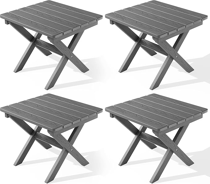 SERWALL Folding Outdoor Side Table Set of 4, Small Adirondack Side Table by SERWALL