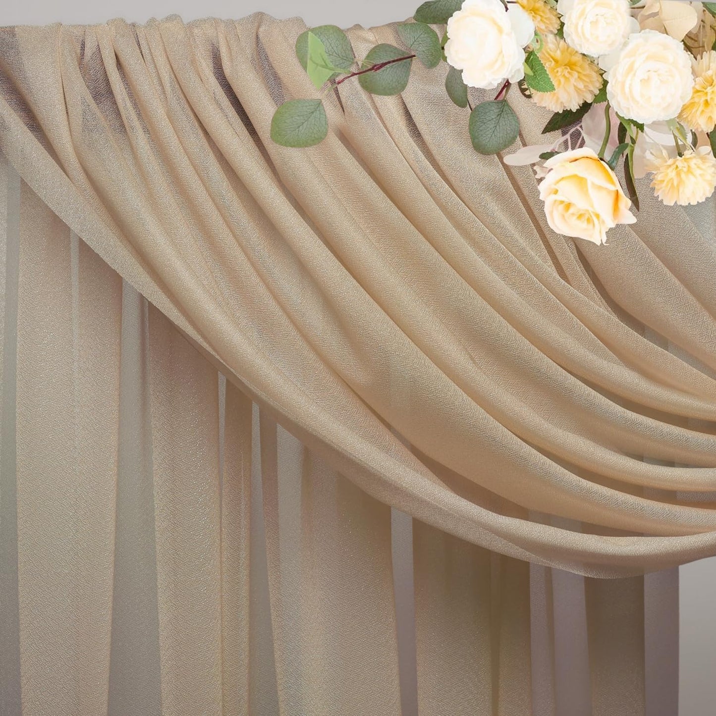 Wokceer Wedding Arch Draping Fabric Nude 3 Panels 28.7" x 20FT Sheer Drapes Backdrop Arch Draping Fabric for Wedding Ceremony Birthday Party Bridal Shower Decoration