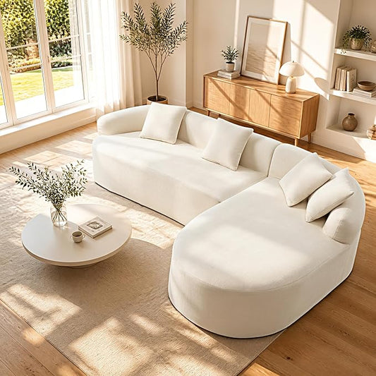 99" Curved Sectional Sofa with Chaise, Modern Boneless Couch with Deep Seat by VYUXWO