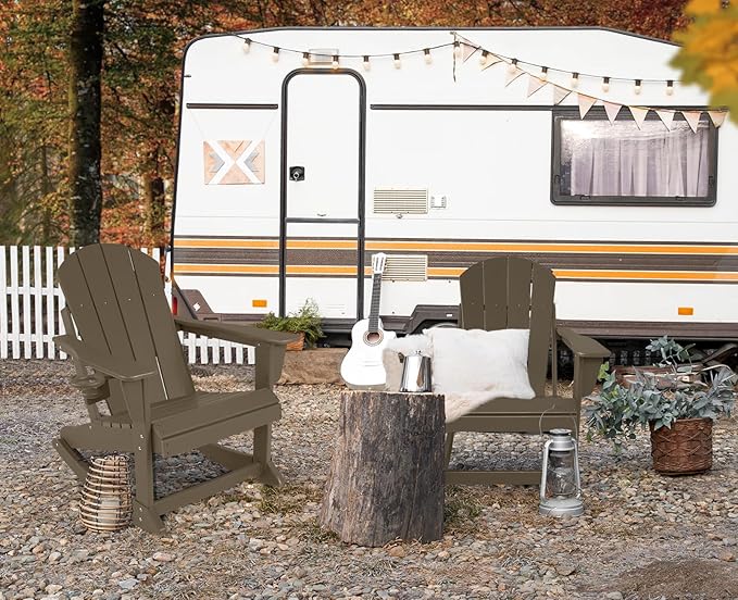 Outdoor Rocking Chairs Set of 2, HDPE Poly All-Weather Patio Rocking Chairs - Image 2