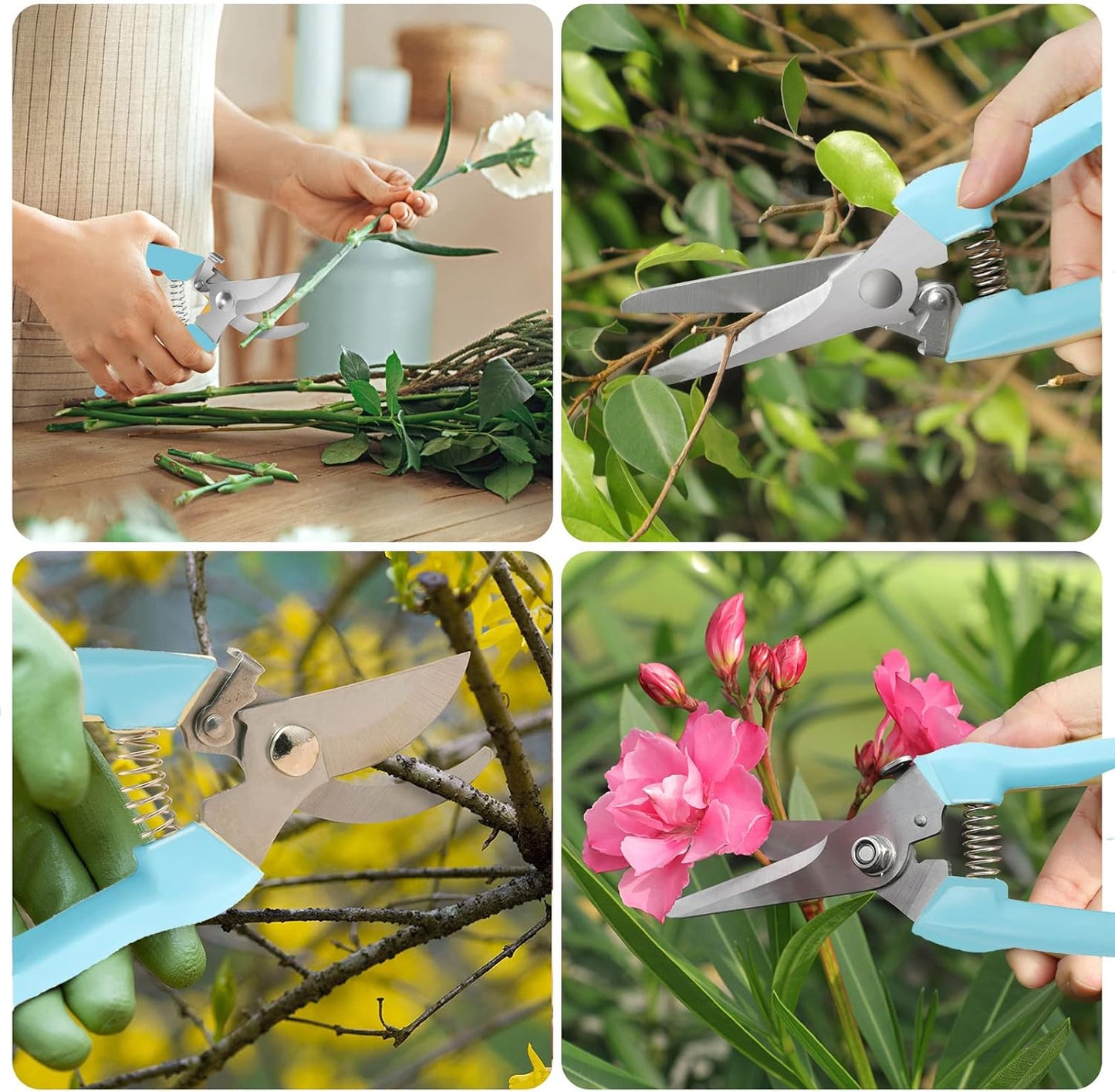 Premium Garden Shears, Pruning Scissors Gardening Tools, Pruners For Flower, Bushes, Rose And Fruit Tree, Use For Florist, Yard And Orchard the Plant Clippers, Sharp White Steel Anvil Snips