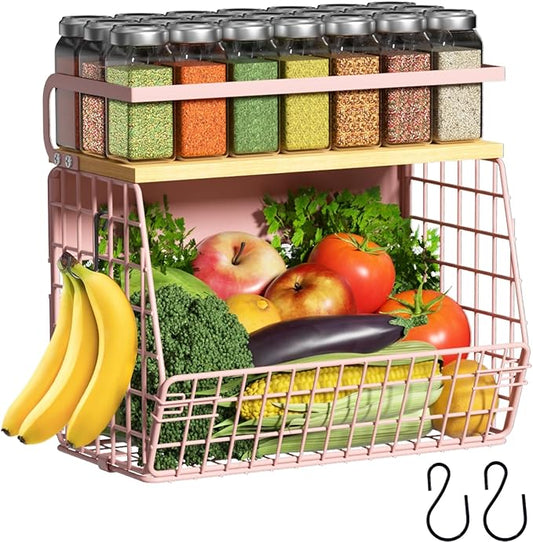 Magnetic Shelf for Fridge with Wood Lid, Fruit Potato and Onion Storage Bins by Ofiray-home
