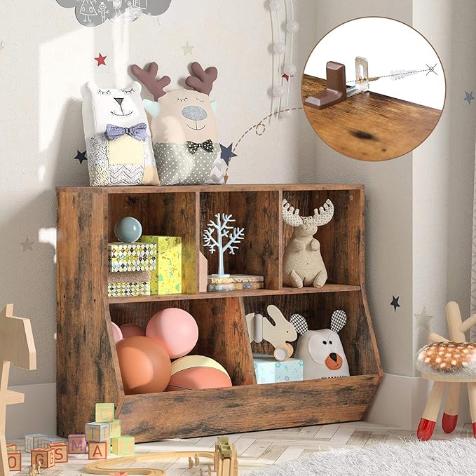 HOOBRO Kids Bookshelf, Bookcase Footboard, Toy Storage Cubby, 35.4" L - Image 6