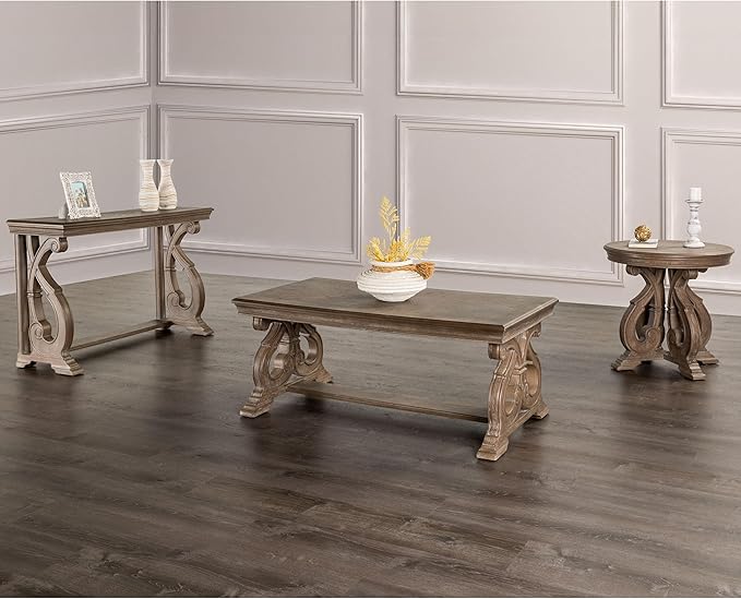 Furniture of America Jinst Traditional Solid Wood 3-Piece Coffee Table Set by FurnitureofAmerica