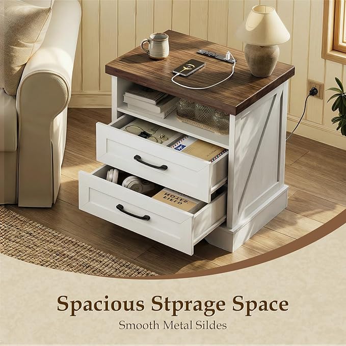 AODK 24 Inch Farmhouse Nightstand Set of 2, Bedside Tables - Image 4