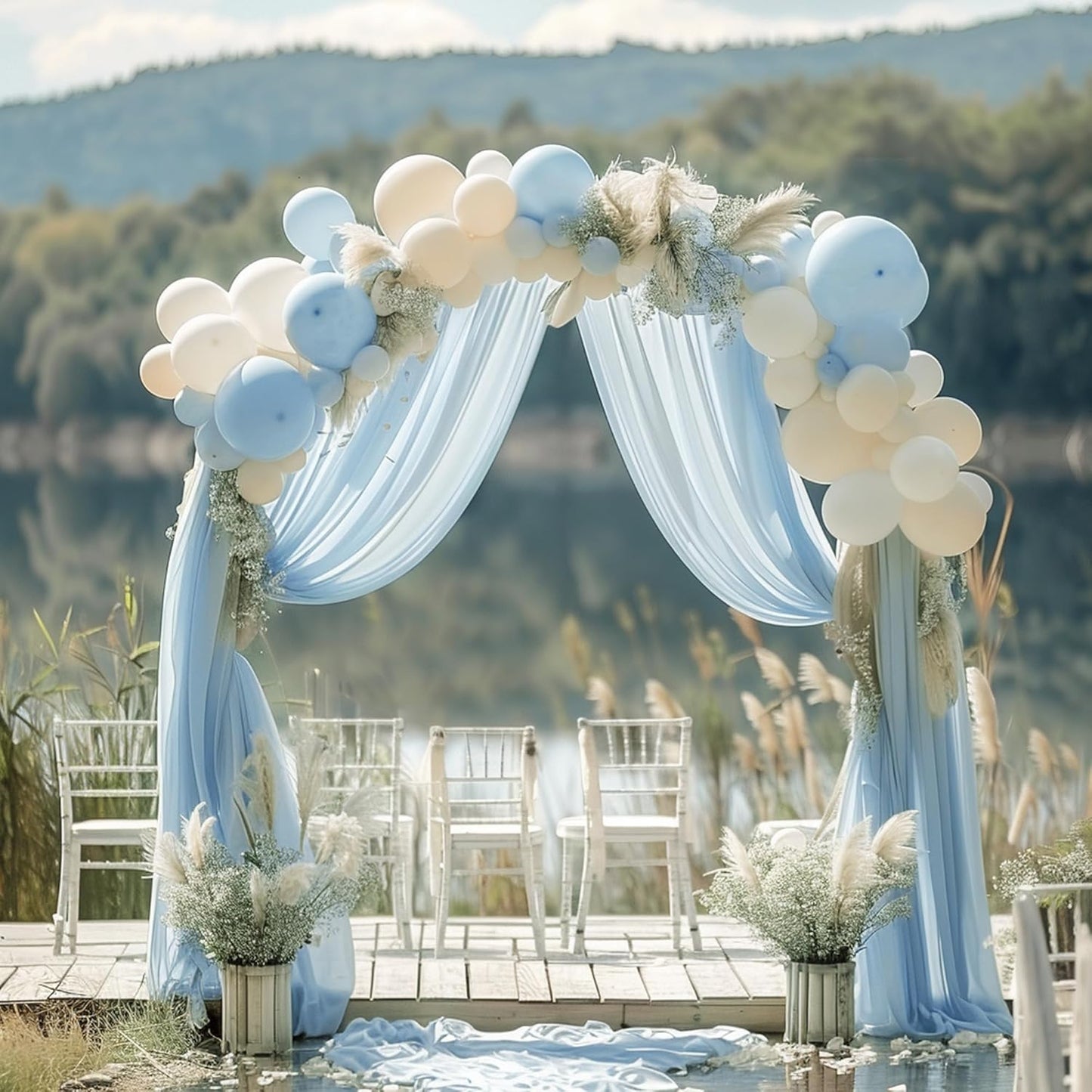 Wokceer Wedding Arch Draping Fabric 28.7" x 20FT Baby Blue Drapes Sheer Fabric Backdrop Arch Draping Fabric for Wedding Ceremony Birthday Party Bridal Shower Decoration