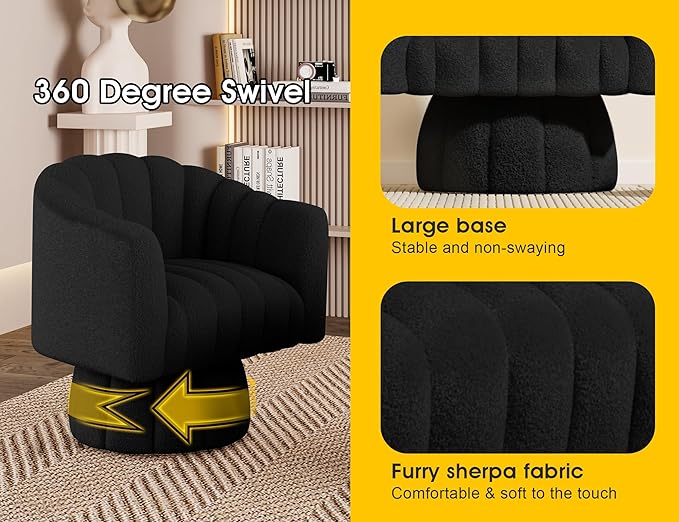 Dewhut Swivel Accent Chair, 360° Swivel Barrel Chair - Image 6