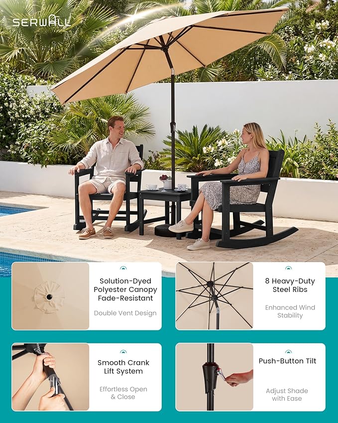 SERWALL Outdoor Rocking Chairs Set of 2 - Image 3