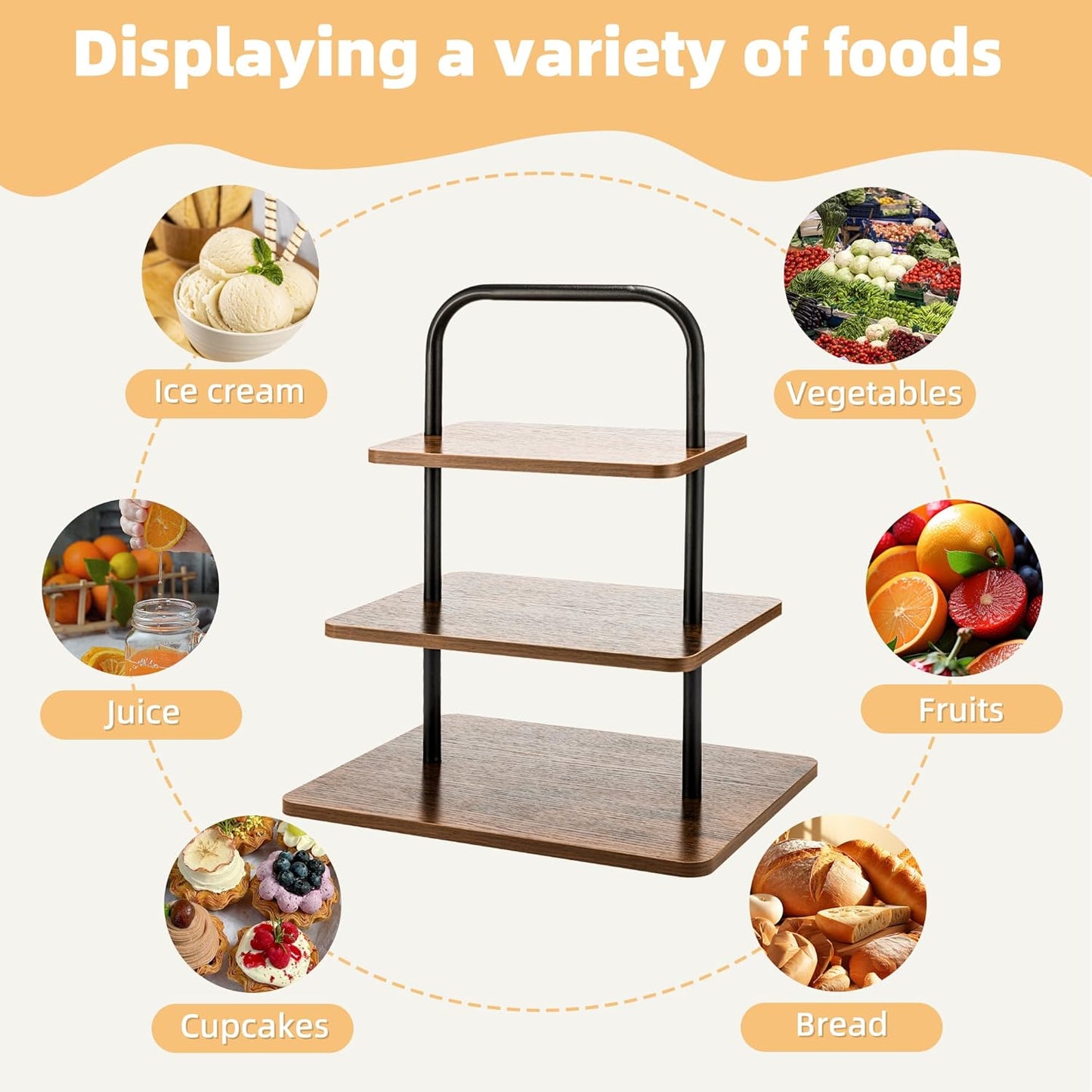 Wooden Cupcake Stand, 3 Tier Large Cupcake Tower Stand 50 Cupcakes, Dessert Tiered Tray Stand for Party, Wedding, Birthday, Halloween, Farmhouse Decor