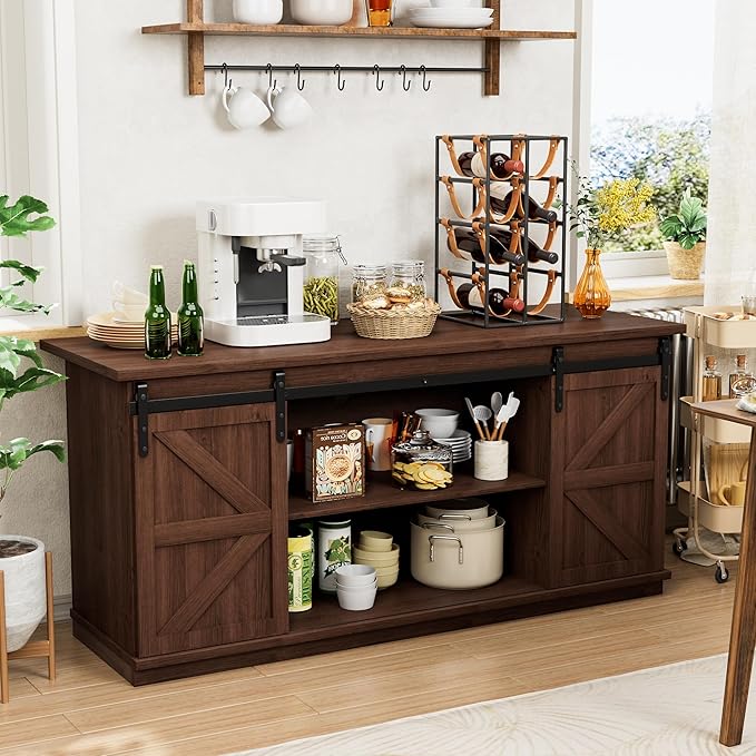 Shahoo Farmhouse Sideboard Buffet Cabinet, Coffee Bar Storage by BuynowfromShahoo