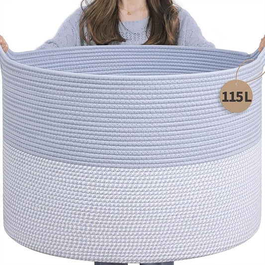 INDRESSME 115L Extra Large Rope Basket, Organizing Storage by INDRESSME