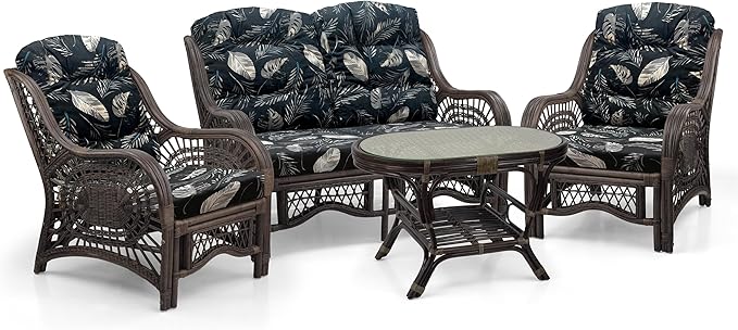 Malibu Lounge Loveseat Sofa Natural Rattan Wicker Handmade Design, Dark Brown - Image 5