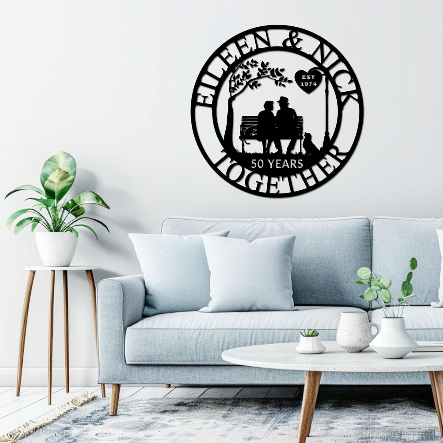 Custom Wedding Anniversary Sign, Personalized Wedding Gifts for Parents, Custom Metal Couple Name Sign, 50th or Any Year Wedding Anniversary Metal Wall Art, for Husband Wife