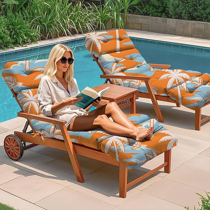 4Pcs Outdoor Chaise Lounge Chair Cushion 75.1 x 22.8 x 4.7 Inches 100% - Image 6