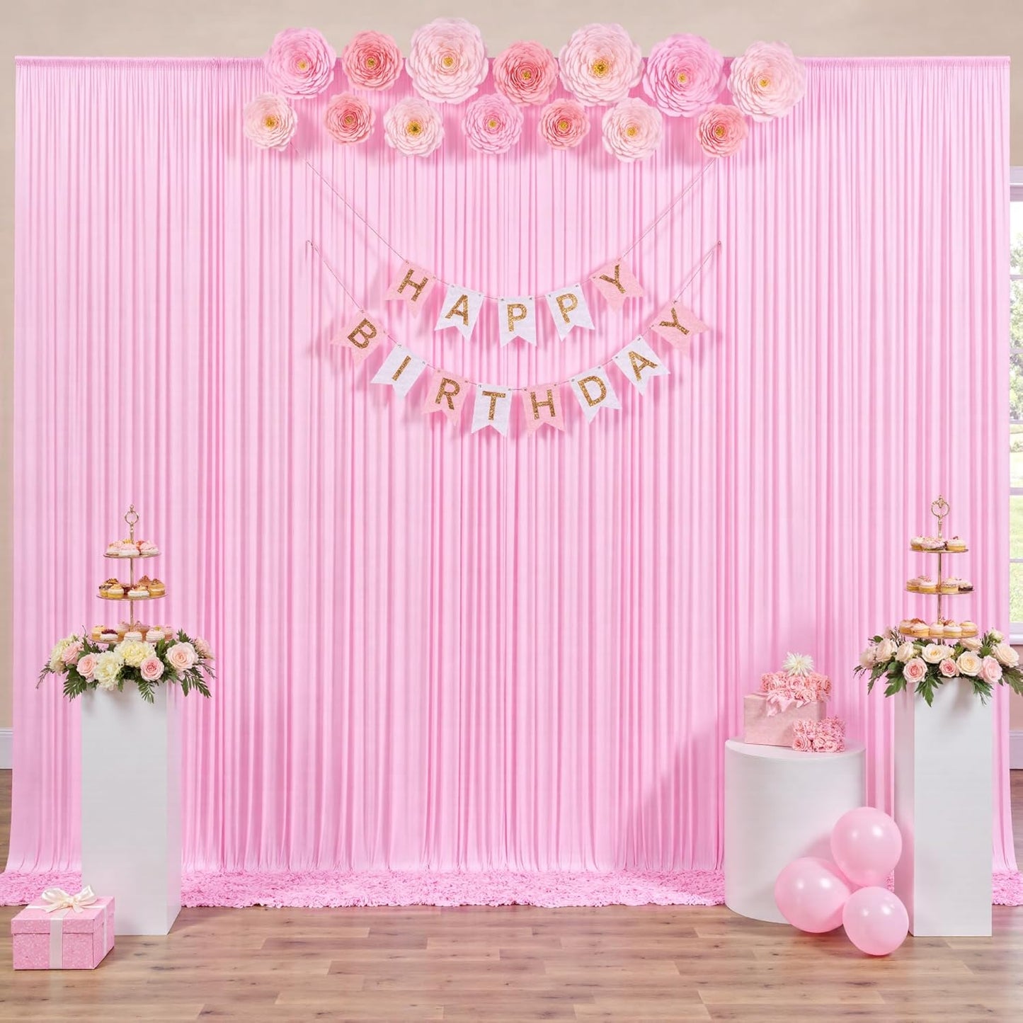 10 ft x 10 ft Pink Backdrop Curtains for Parties, Wrinkle Free Baby Pink Photography Backdrop Drapes for Wedding Grils Birthday Baby Shower Bridal Shower Party
