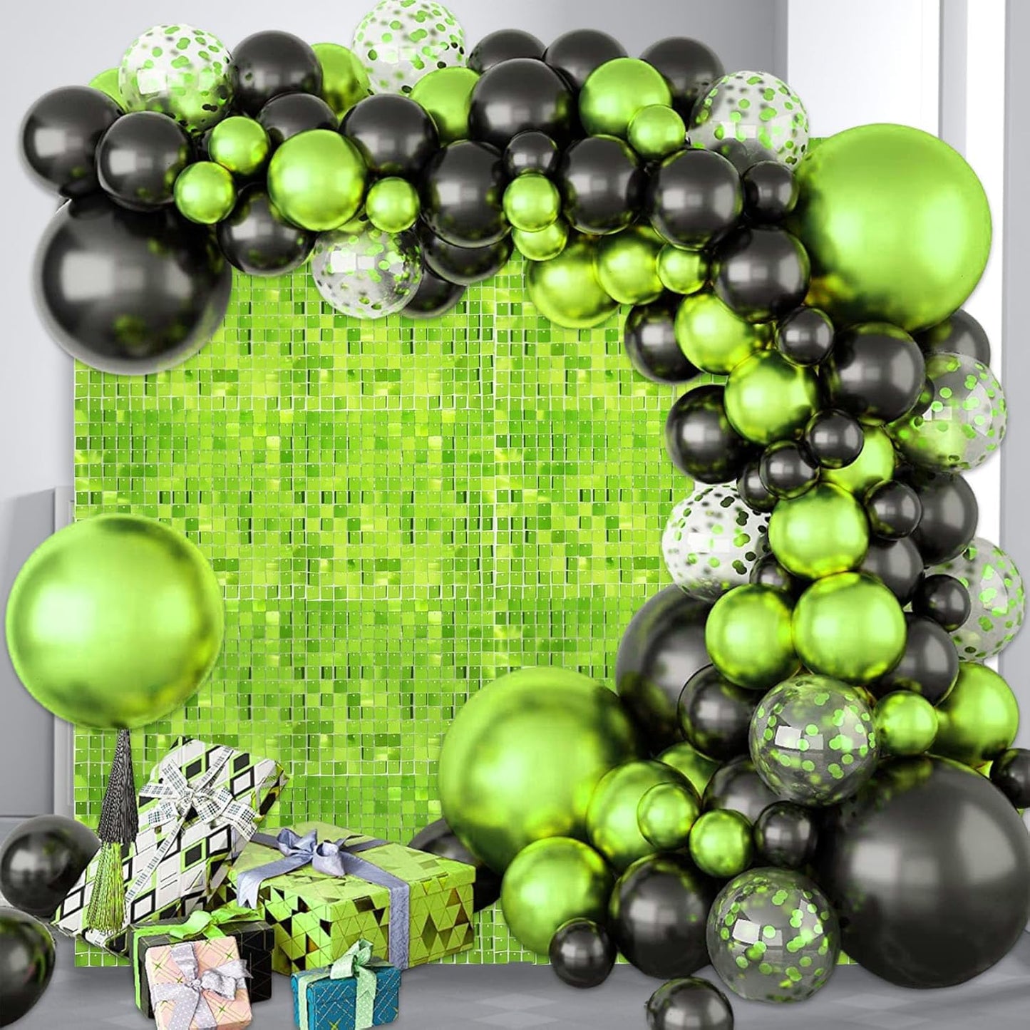 12PCS Green Shimmer Wall Backdrop, Square Sequin Photo Backdrops Panel, Glitter Wall Background for Birthdays, Weddings, Christmas, Engagements, Disco Bachelorette Party Decoration (3FTx4FT)