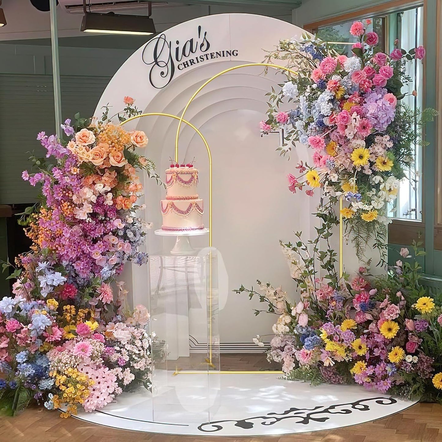 Wedding Arch Backdrop Stand Set of 2 Aluminum Gold Arched Frame (7.2FT, 6.6FT) for Birthday Party Bridal Baby Shower Ceremony Decoration