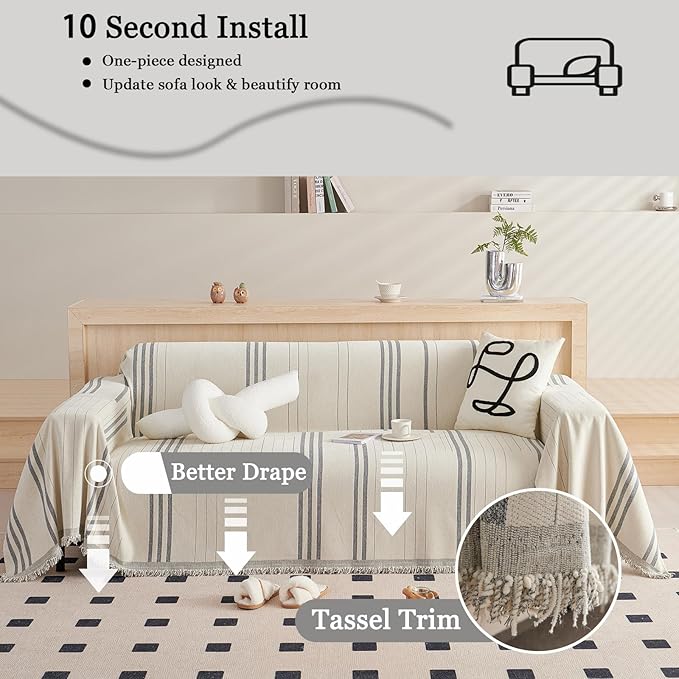 DREAMINGO Couch Cover Reversible Chenille 3 Seat Sofa Covers - Image 4