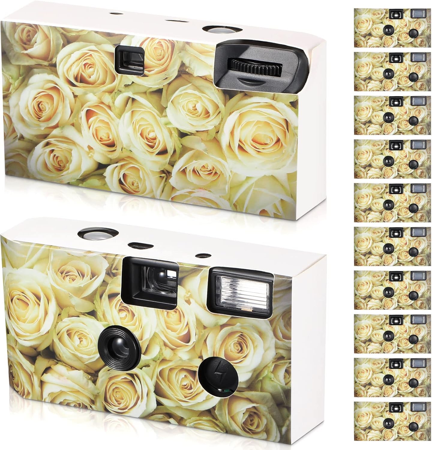 12 Pack Disposable Camera Bulk for Wedding 34 mm Single Use Film Camera with Flash for Wedding Baby Shower Anniversary Gathering Travel Camp Party Supply(Yellow Rose)