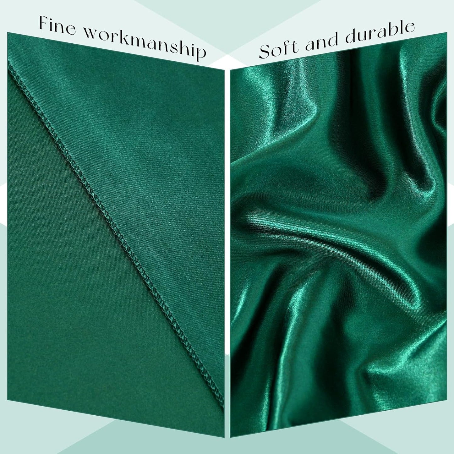 6 Packs Satin Tablecloth 57 x 108 Inch Dark Green Rectangular Table Cloth Silk Tablecloth Smooth Fabric Overlay Satin Table Cover Decoration for Wedding Party Banquet Events