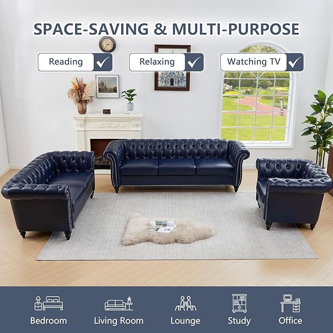 QHITTY 2 Piece Living Room Set, Sectional Chesterfield Sofa Contemporary - Image 8
