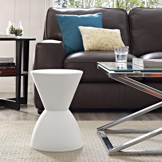 Modway Haste Contemporary Modern Hourglass Accent Stool in White - Image 7