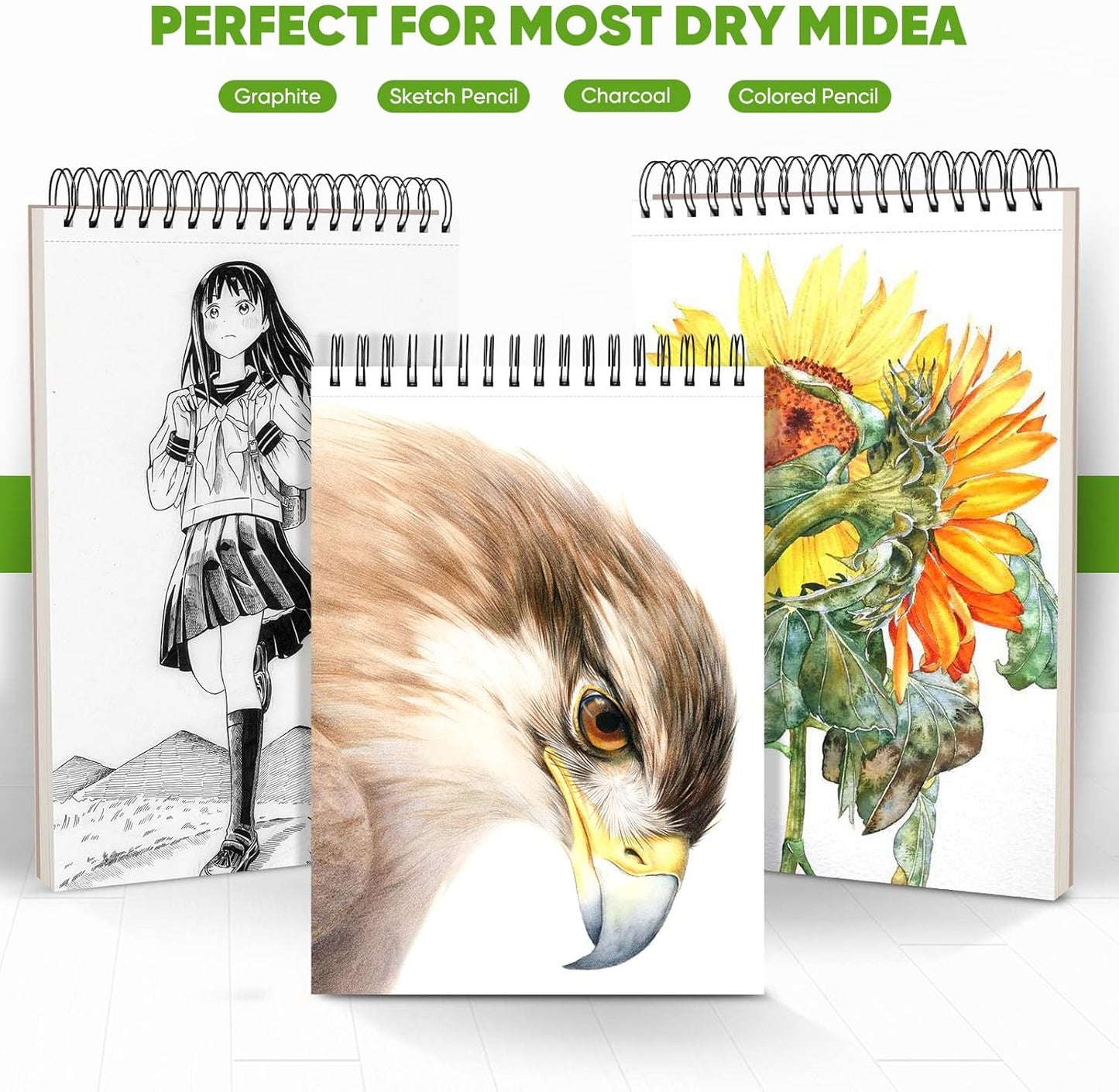 Soucolor Art Supplies Sketching Kit with 100 Sheets 3-Color Sketch Book, Teen Girl Gifts, Arts and Crafts for Kids Ages 8-12, School Supplies Gifts for Artists Adults Teens Girls Boys Kids