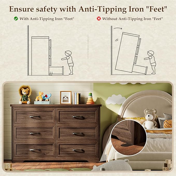 AODK Farmhouse 6 Drawer Dresser - Image 7