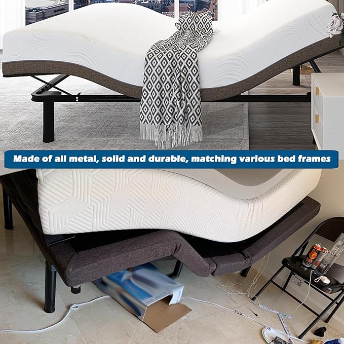11 Inch Metal Adjustable Bed Base Frame Leg Replacement Heavy Duty Extra Height - Image 2